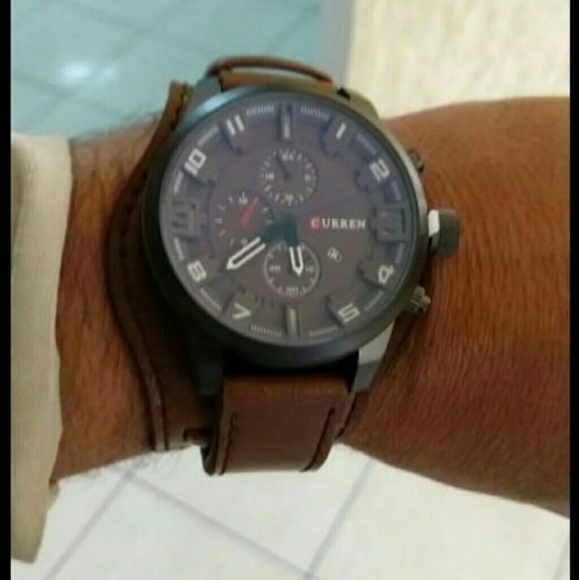 Bronw N Men s Sport Waterproof leather Strap Date - Picture 3 of 4